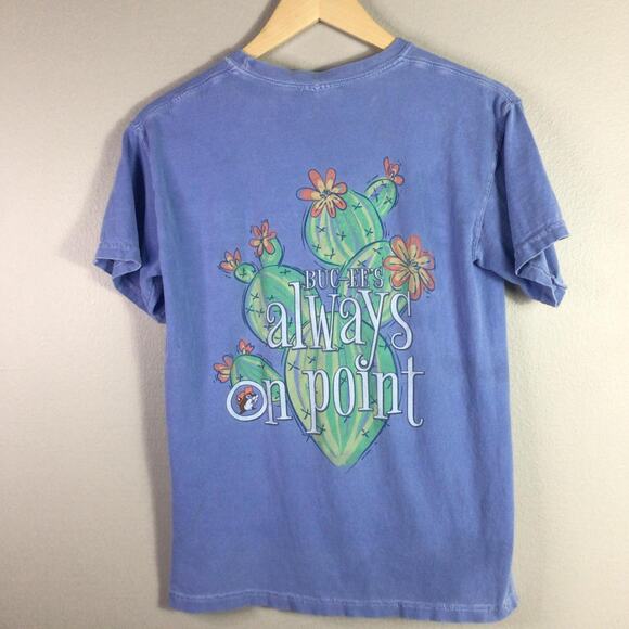 Buc-Ee’s Beaver bucees Texas gas Cactus T Shirt Blue Small - Picture 3 of 5